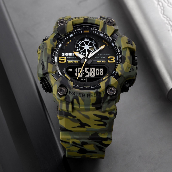 Тактические мужские часы Skmei 1818 Military с водозащитой 5 ATM Камуфляж