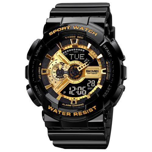 Чоловічий спортивний годинник Skmei 1834 Black-Gold 5 ATM