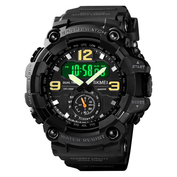 Мужские тактические часы Skmei 1637BK Black с водозащитой 5 ATM