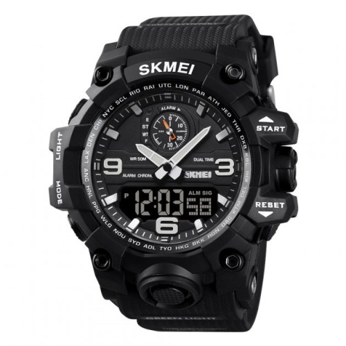 Мужские тактические часы Skmei 1586 Black водонепроницаемые 5 ATM