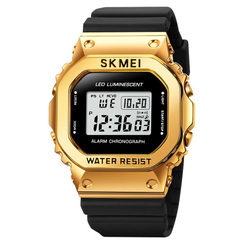 Електронний наручний годинник Skmei 1851 Black-Gold із підсвічуванням