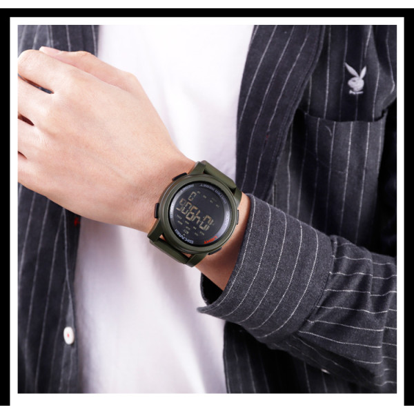 Тактические мужские часы Skmei 1469AGBK Military-Black 5 ATM зеленые