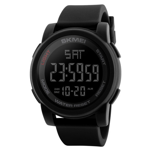 Чоловічий електронний годинник Skmei 1257BK All Black з водозахистом 5 ATM