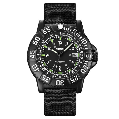 Чоловічий тактичний годинник Skmei 9281BK Black з нейлоновим ремінцем