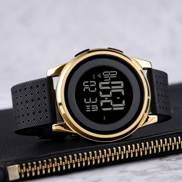 Мужские электронные часы Skmei 1502GD Gold с подсветкой