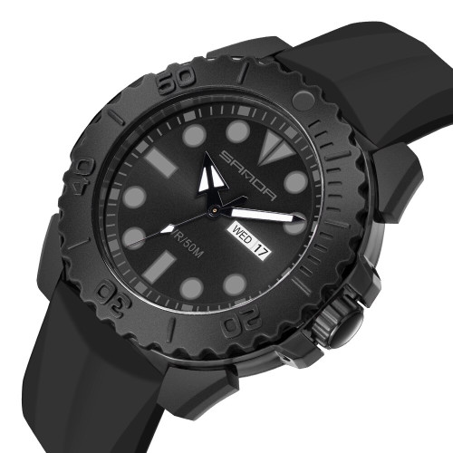 Чоловічий тактичний годинник Sanda 3118 All Black 5 ATM