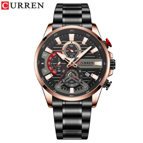 Чоловічий годинник Curren 8415 Black-Gold кварцовий хронограф з водозахистом