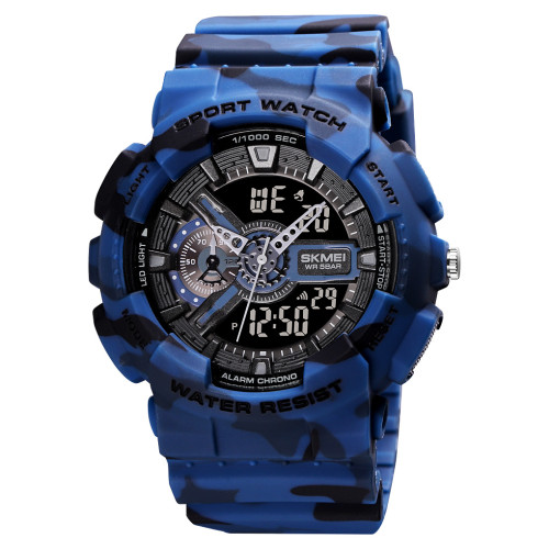 Мужские тактические часы Skmei 1688CMBU Camo Blue 5 ATM камуфляж