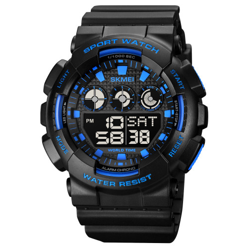 Спортивний чоловічий годинник Skmei 1857BU Black-Blue з водозахистом 5 ATM