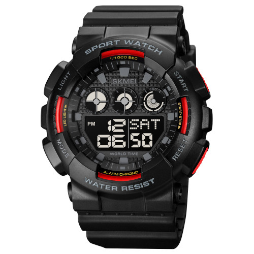 Мужские электронные часы Skmei 1857RD Black-Red с водозащитой 5 ATM