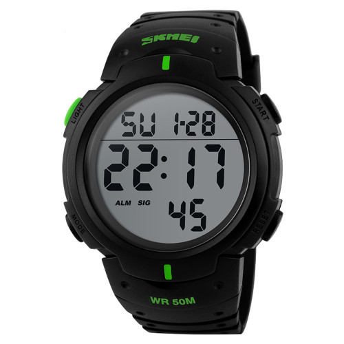 Тактичний чоловічий електронний годинник Skmei 1068GN Black-Green 5 ATM