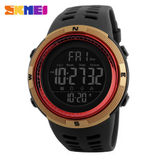 Мужские электронные спортивные часы Skmei 1251GDRD Black-Gold-Red 5 ATM