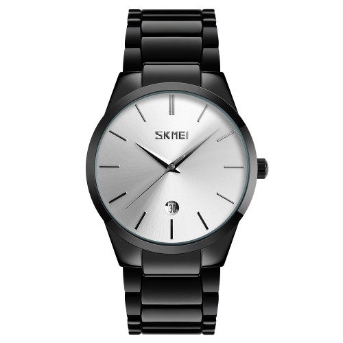 Мужские часы Skmei 9140BKSI Black-Silver кварцевые со стальным браслетом