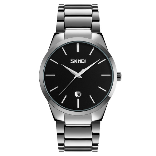Мужские часы Skmei 9140SIBK с металлическим браслетом Silver-Black