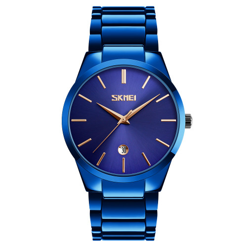 Мужские кварцевые часы Skmei 9140BU Blue с металлическим браслетом
