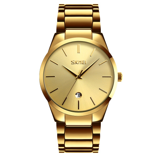 Чоловічий кварцовий годинник Skmei 9140GD Gold з металевим браслетом