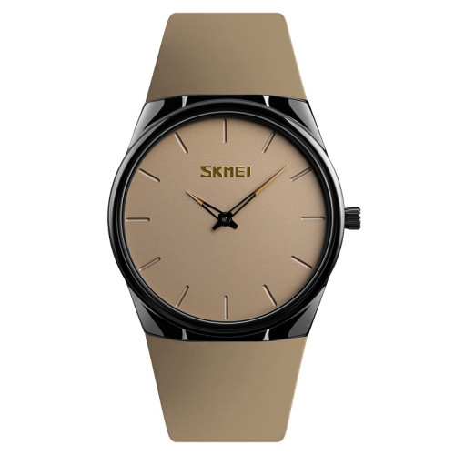 Годинник наручний чоловічий Skmei 1601SAT Brown кварцовий з коричневим ремінцем