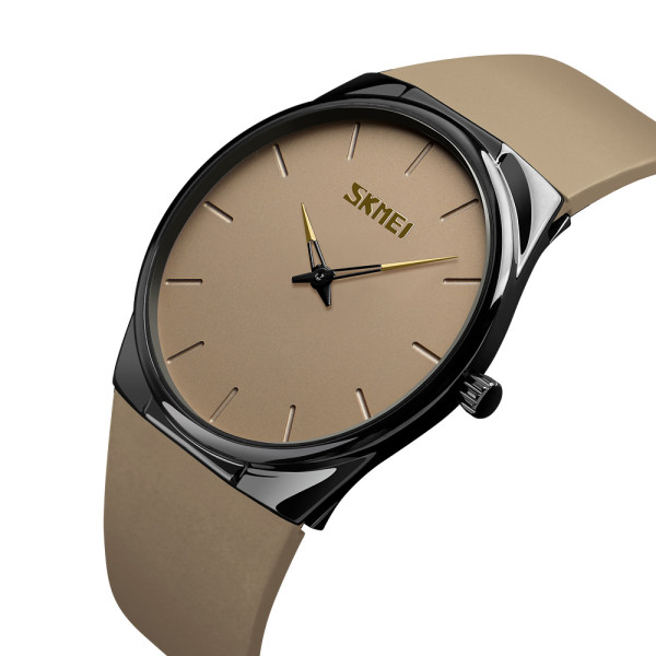 Годинник наручний чоловічий Skmei 1601SAT Brown кварцовий з коричневим ремінцем