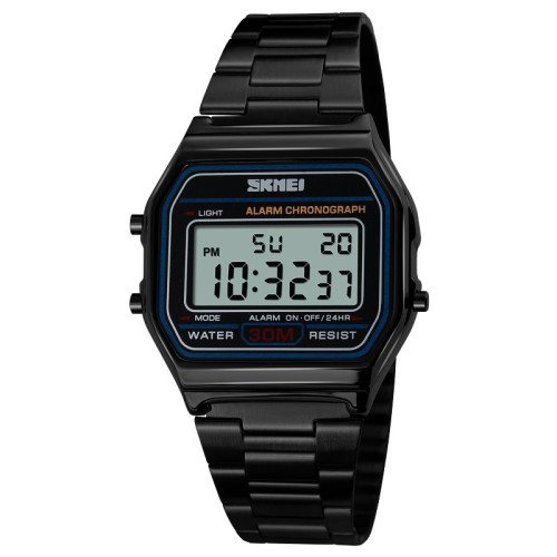 Електронний годинник Skmei 1123BK Black з металевим браслетом