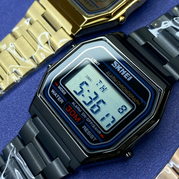 Електронний годинник Skmei 1123BK Black з металевим браслетом