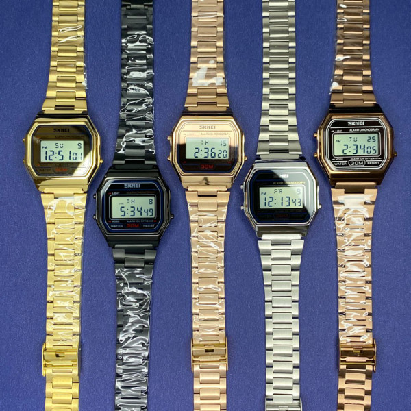 Електронний годинник Skmei 1123BK Black з металевим браслетом