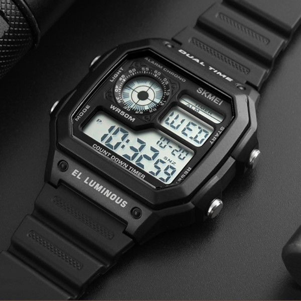 Тактические мужские часы Skmei 1299BK Black с водозащитой 5 ATM