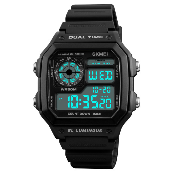 Тактические мужские часы Skmei 1299BK Black с водозащитой 5 ATM