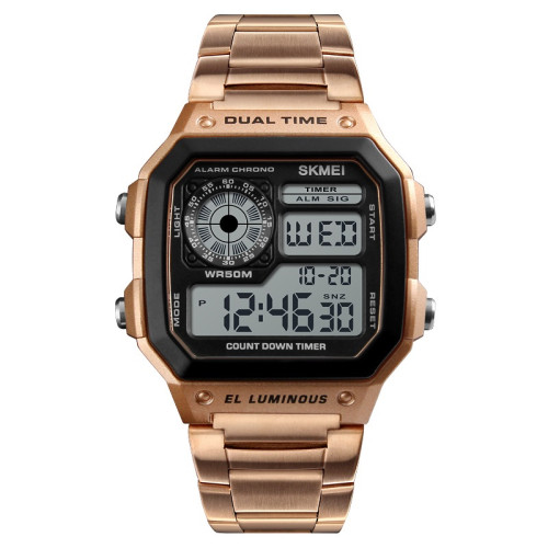 Мужские часы Skmei 1335RG Rose Gold электронные водонепроницаемые 5 ATM