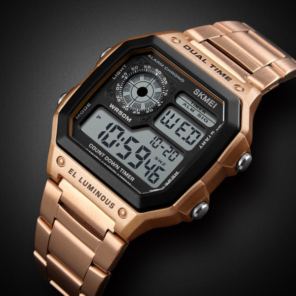 Мужские часы Skmei 1335RG Rose Gold электронные водонепроницаемые 5 ATM