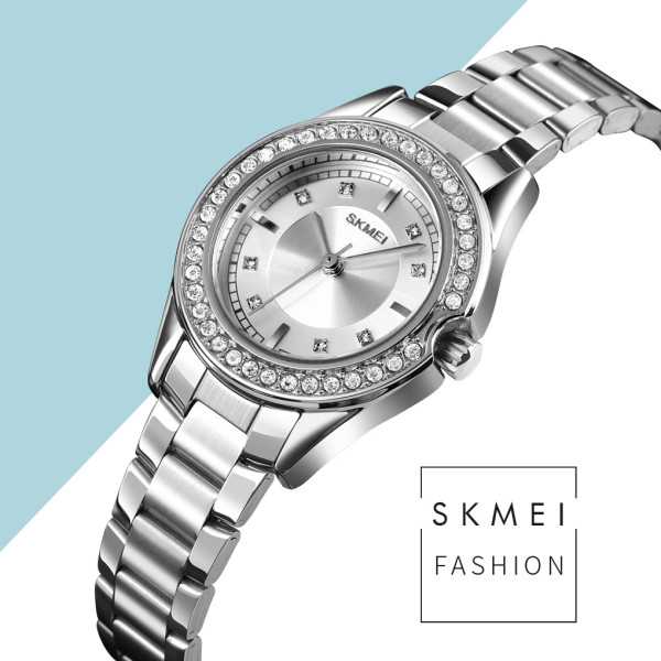 Женские классические часы Skmei 1534SI Silver металлические серебристые