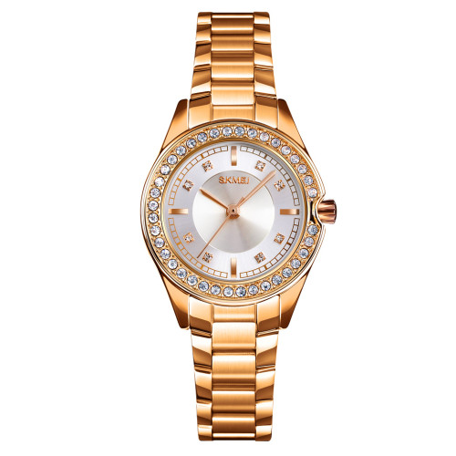 Женские часы Skmei 1534GD Gold кварцевые золотистые с минеральным стеклом