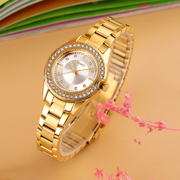Жіночий годинник Skmei 1534GD Gold кварцовий золотистий з мінеральним склом