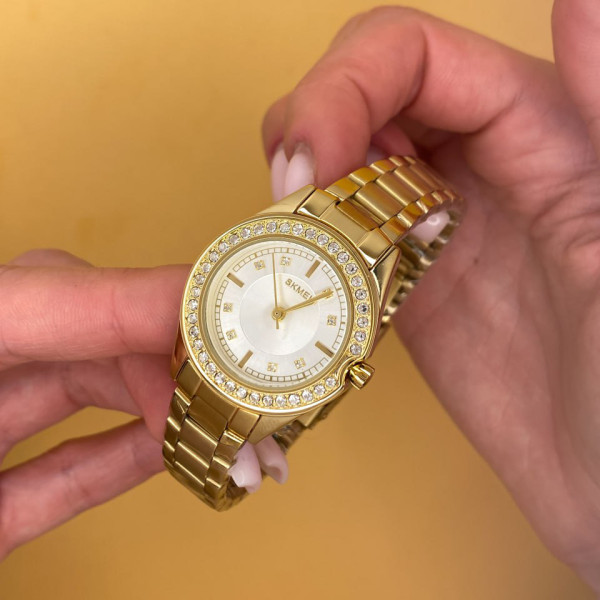 Жіночий годинник Skmei 1534GD Gold кварцовий золотистий з мінеральним склом