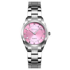 Женские кварцевые часы Skmei 1620SIPK Silver-Pink с металлическим браслетом