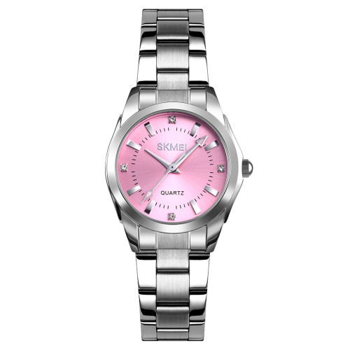 Жіночий кварцовий годинник Skmei 1620SIPK Silver-Pink з металевим браслетом