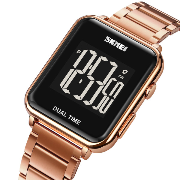 Мужские электронные часы Skmei 1852RG Rose Gold с металлическим браслетом