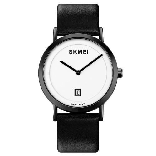 Женские часы Skmei 1907BKWT Black-White на кожаном корешке