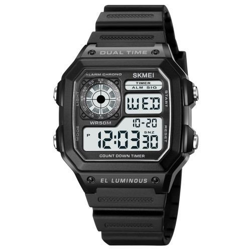 Тактические электронные часы Skmei 1998BK Black с водозащитой 5 ATM