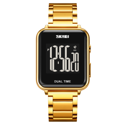 Мужские электронные часы Skmei 1852GD Gold с золотистым браслетом