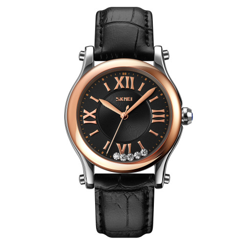 Жіночий годинник Skmei 9265BKBK Black-Black зі шкіряним ремінцем 3 ATM
