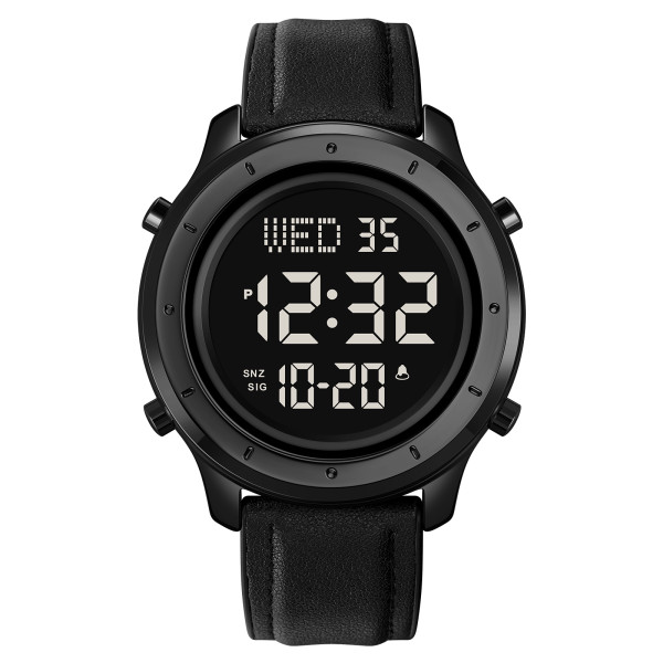 Мужские часы Skmei 1864LBKBK Black-Black Leather с кожаным ремешком