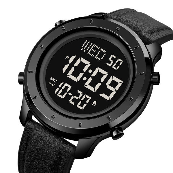 Мужские часы Skmei 1864LBKBK Black-Black Leather с кожаным ремешком