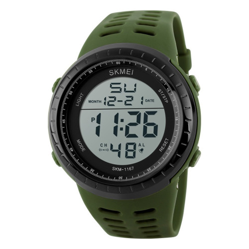Чоловічий тактичний годинник Skmei 1167AG Army Green електронний 5 ATM