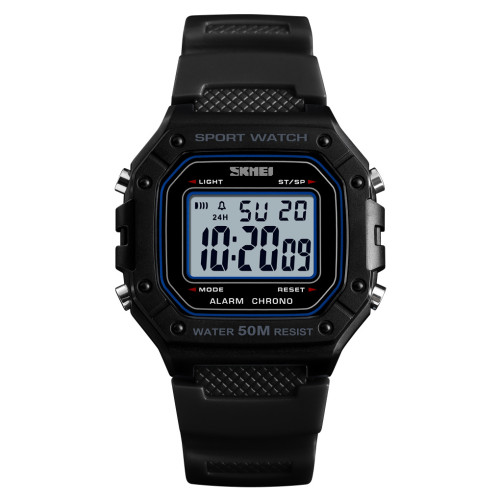 Чоловічий електронний тактичний годинник Skmei 1496BKWT Black-White 5 ATM