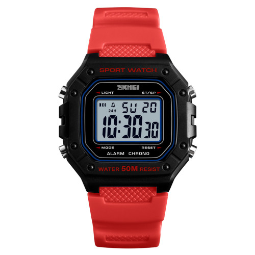 Чоловічий електронний спортивний годинник Skmei 1496RD Red з водозахистом 5 ATM