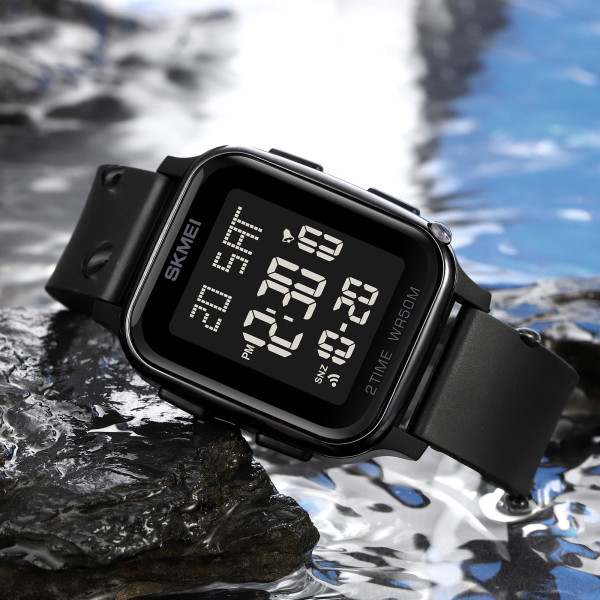 Електронний наручний годинник Skmei 1858BK Black з водозахистом 5 ATM