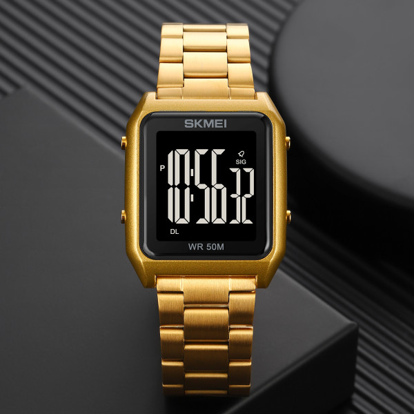 Часы Skmei 1879GD Gold электронные металлические золотистые