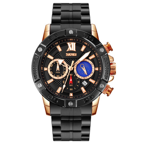 Чоловічий кварцовий годинник Skmei 9235RG Rose Gold з хронографом