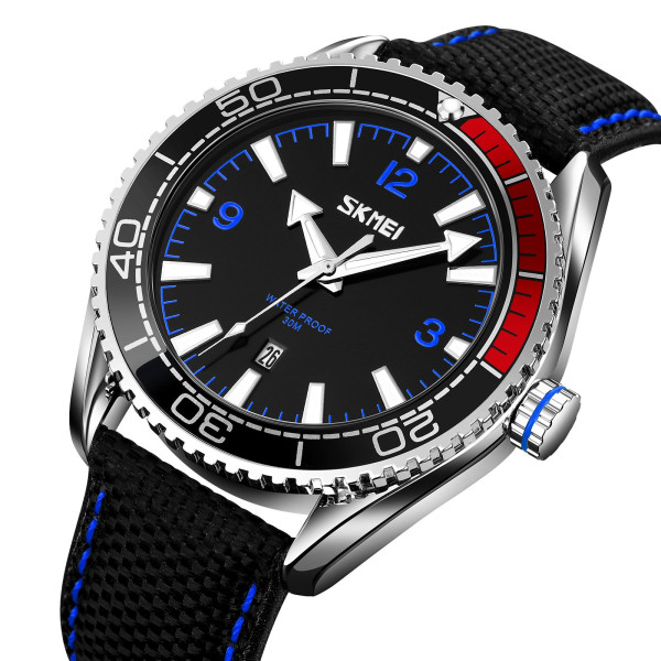 Мужские кварцевые часы Skmei 9291BU Blue с нейлоновым корешком