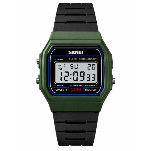 Жіночий електронний годинник Skmei 1412AG Army Green з водозахистом 5 ATM
